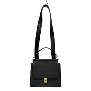 Polene Numero Sept Textured Black Leather Handbag